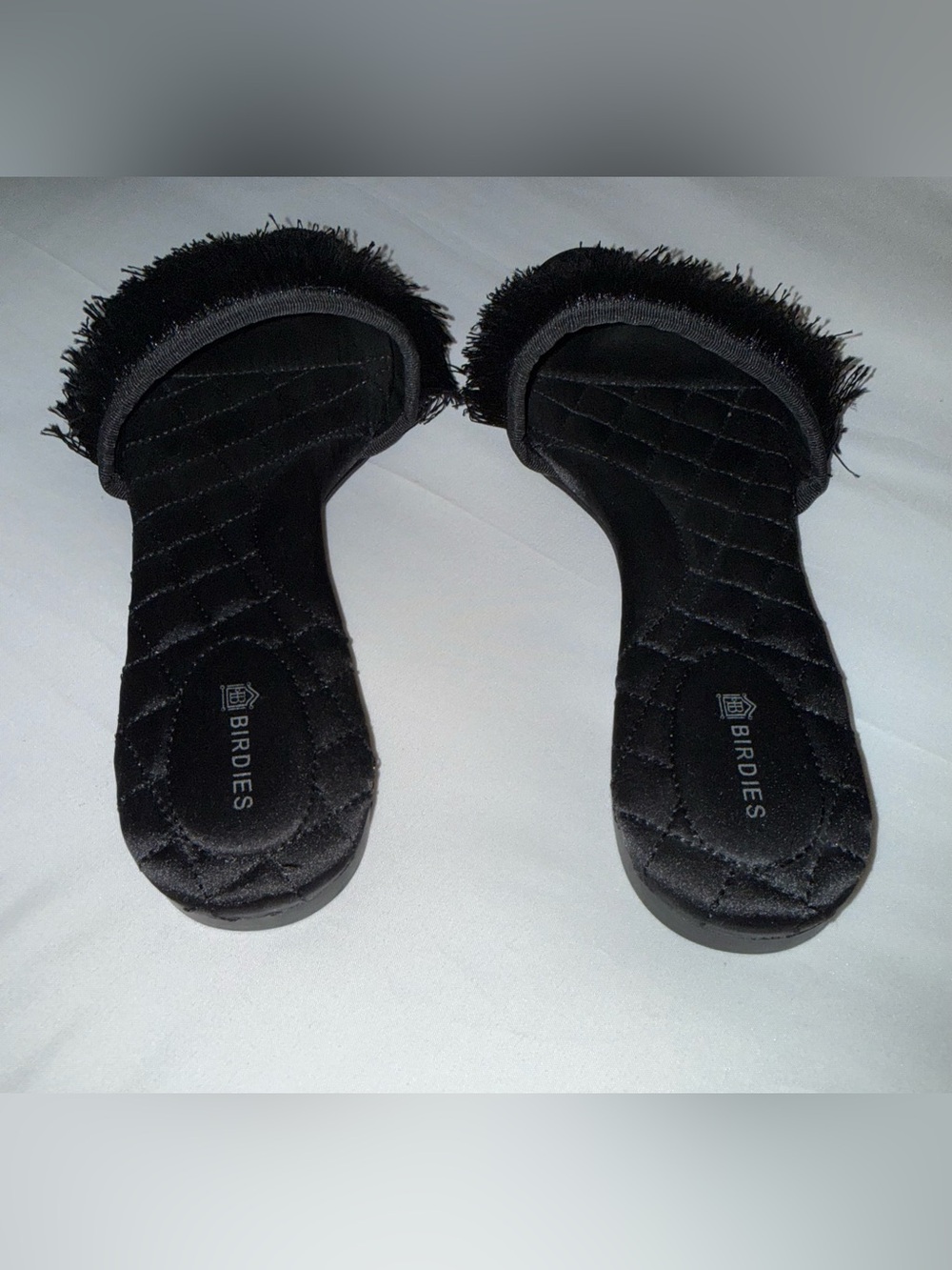 Birdies • The Sparrow Black Fringe Slides • Size 9 - Picture 3 of 5